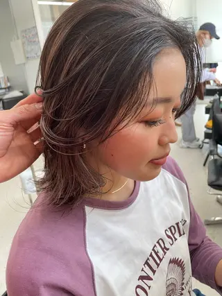 ミディアム カラー パーマ ヘアアレンジ メンズ キッズ マツエク・マツパ アイブロウ カワカツ トキのヘアスタイル