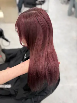 ロング カラー ヘアアレンジ 中韓🇰🇷暖色/ ワインレッド/らいるのヘアスタイル