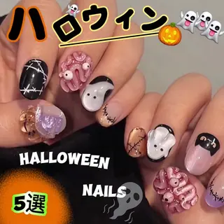 ネイル リボン、ガーリー パーツ放題専門店のネイルデザイン