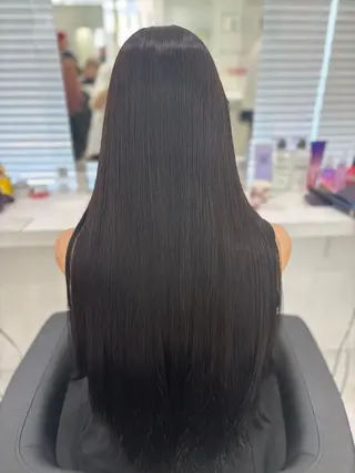 ロング カラー パーマ ブリーチなし透明感 ×縮毛矯正🤍ユウのヘアスタイル