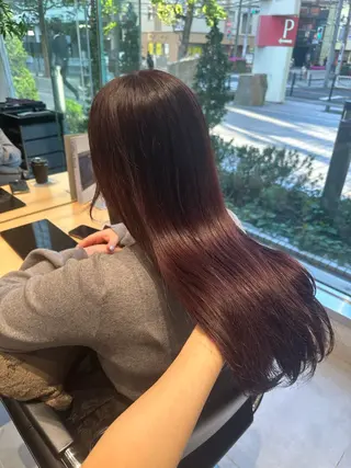 セミロング カラー ミオ💎透ける暗髪/ ブリーチなしWカラーのヘアスタイル