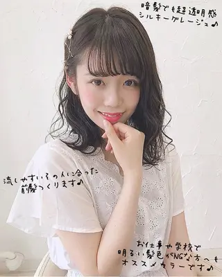 セミロング カラー 韓国ヘア&透けカラー keita🇰🇷のヘアスタイル