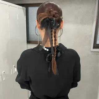 セミロング ヘアアレンジ riko/レイヤー/ 艶カラー/ヘアセットのヘアスタイル