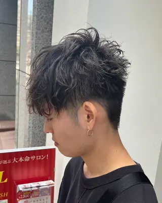 ミディアム メンズパーマ特化型 /京橋/栗野京弥のヘアスタイル