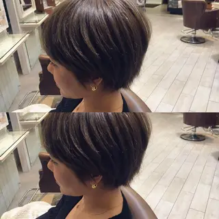 ショート ミディアム カラー 江原 彩華のヘアスタイル
