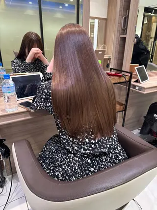 ロング パーマ 学割 悟 韓国風艶髪縮毛矯正のヘアスタイル