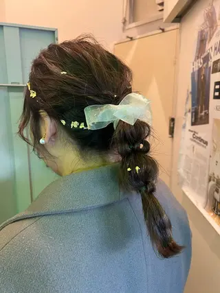 ロング ヘアアレンジ ハイトーンカラー/エ クステ/デザインのヘアスタイル