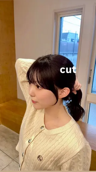 ロング カラー ヘアアレンジ 顔周り小顔カット ×ブリーチなしカラーのヘアスタイル