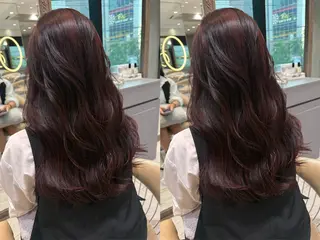 カラー ゆらんちょ/ブリーチ 無w/縮毛矯正/暖色のヘアスタイル