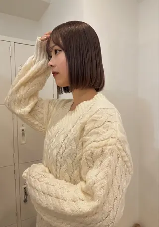 ミディアム カラー 梅田／ベージュ レイヤー／ヌマタのヘアスタイル