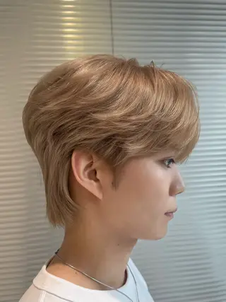 ショート カラー メンズ ダウンパーマ/韓国 ヘア/ブリーチ/桑本のヘアスタイル