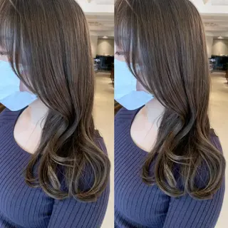ロング カラー 透明感/オリーブ/ グレージュ/YUKAのヘアスタイル