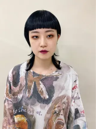 ミディアム カラー ヘアアレンジ レイヤーウルフ エクステ磯部のヘアスタイル