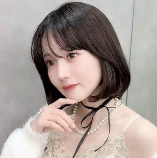 ミディアム ボブ/レイヤー/ 縮毛矯正/ 渡邊莉玖のヘアスタイル