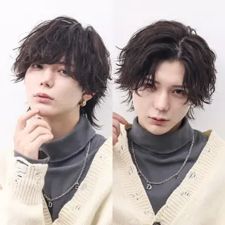 ミディアム カラー パーマ メンズ シースルーマッシュ/ メンズ/KYOHEIのヘアスタイル