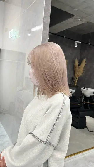 ロング カラー パーマ ヘアアレンジ メンズ キッズ ネイル マツエク・マツパ アイブロウ ハイトーン/ピンク 💗モモ໒꒱のヘアスタイル