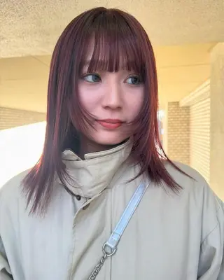 カラー ブリーチカラー🎀 韓国風/寺門美優のヘアスタイル