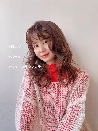 ロング パーマ ボブ/ミディアム 親しみやすさ/さくらのヘアスタイル