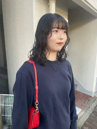 ミディアム パーマ カットモデル/ ハイトーン/ゆうあのヘアスタイル