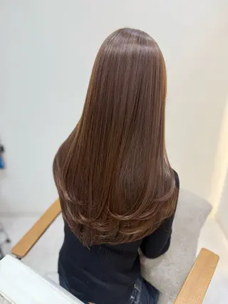 ロング 韓国ヘア顔周りカット 艶髪ベージュtamaのヘアスタイル
