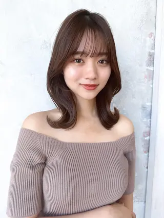 ミディアム カラー 顔周り/くびれヘア 韓国ヘア💕風間るなのヘアスタイル