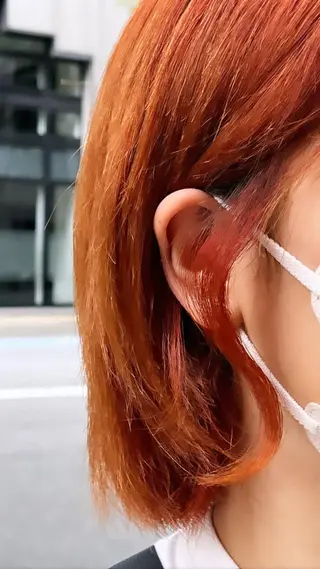 カラー えんぐちとも／透明感 カラー／博多ボブのヘアスタイル