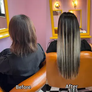 ロング シール＋ちび編み込み エクステ梅田🐨のヘアスタイル