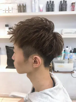 ショート カラー メンズ 髪質改善× ハイライト溝江のヘアスタイル