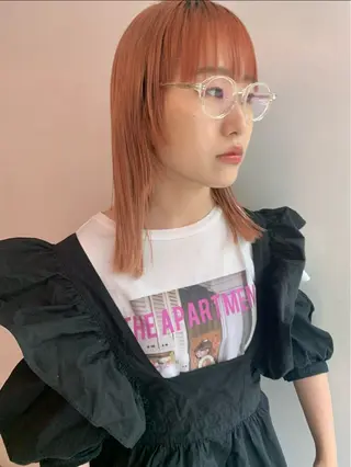 セミロング カラー ボブパーマ/パーマ ウルフパーマのヘアスタイル