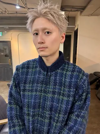 ショート カラー メンズ 森貴裕/ベージュ/ パーマ/オリーブのヘアスタイル