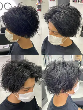ショート カラー パーマ ヘアアレンジ メンズ 🔥メンズパーマ特 化🔥渡辺一翔🔥のヘアスタイル