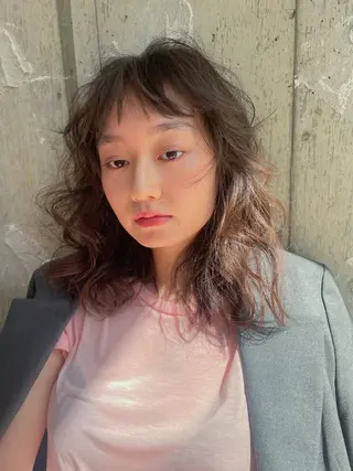 セミロング カラー パーマ パーマ/レイヤー 岩山丈一郎のヘアスタイル