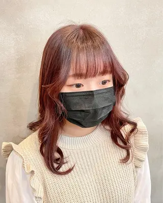 セミロング カラー 【ピンク/韓国ヘア/ ヘアセット】亜海のヘアスタイル