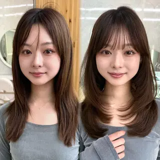 セミロング カラー 似合わせレイヤー/ 透明感カラーのヘアスタイル