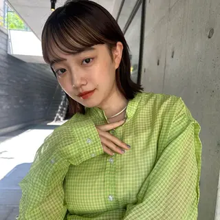 ミディアム カラー ボブ/レイヤー/ニュ アンスパーマ/小夏のヘアスタイル