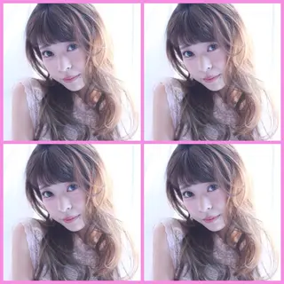 セミロング パーマ ハイトーンデザイン カラー特化🌟木下のヘアスタイル