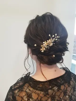 ミディアム ヘアアレンジ salowin渋谷kitaya park前所属・RIKA韓国ヘア/く びれヘア/上品カラーのヘアスタイル