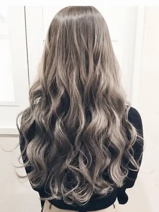 ロング カラー パーマ ヘアアレンジ チビ編み込みエクステ シールEXどぅ〜すのヘアスタイル