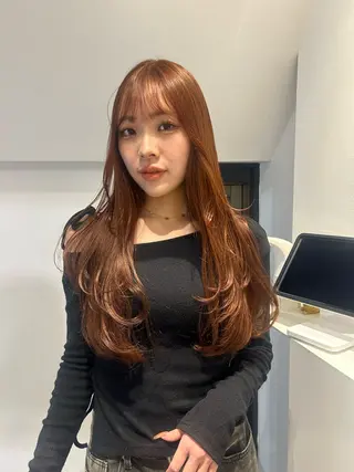 ロング カラー パーマ レイヤー/透明感/ ブリーチなし/わかなのヘアスタイル