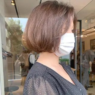 ミディアム カラー 透明感/オリーブ/ グレージュ/YUKAのヘアスタイル