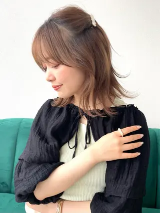 ミディアム カラー ヘアアレンジ kitin  吉祥寺 山岸花のヘアスタイル