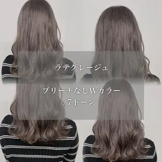 セミロング カラー 透明感/グレージュ/ ベージュ/るな🪽のヘアスタイル