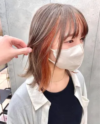 カラー RIN パーマ/暖色カラーのヘアスタイル