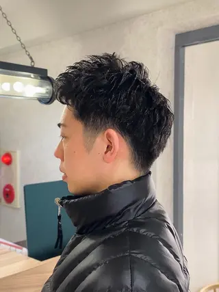 ショート パーマ メンズ 三宅健太/レイヤー/ ボブ/透明感カラーのヘアスタイル