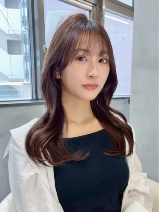 セミロング カラー レイヤー/暖色カラー /パーマ/落合 歩夢のヘアスタイル