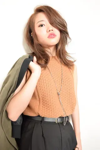 ミディアム セミロング ロング カラー パーマ 高橋 隆一のヘアスタイル