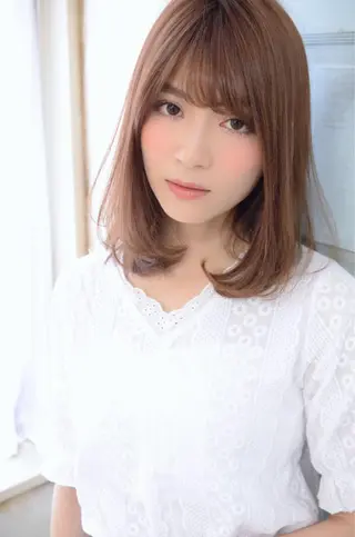 セミロング カラー パーマ ヘアアレンジ ネイル マツエク・マツパ ◆感動口コミ/最小顔 理論カット◆森口 峻のヘアスタイル