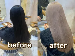 ロング カラー 脱白髪染め/ 髪質改善/ハクのヘアスタイル