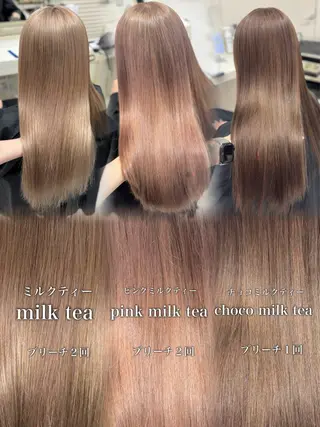 ロング カラー 🩷モテ髪＆透明感 🩷ミルクティー🩷のヘアスタイル