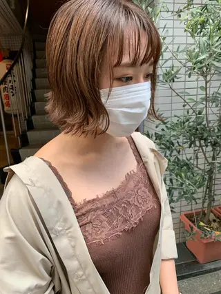 ミディアム カラー ヘアアレンジ 🫧透明感カラー/ ボブ/小笠原汐海🪽のヘアスタイル